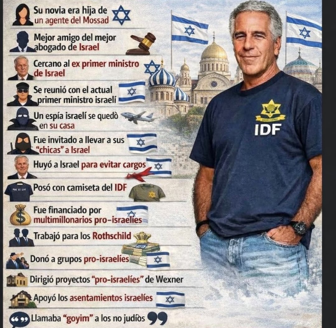 Literalmente el principal motivo por el que EEUU apoya a Israel es porque la gran mayoría de sus políticos (tanto de izquierda como derecha) están siendo chantajeados con evidencia de que abusaban de niños pequeños

Son capaces de destruir el mundo entero con tal de salir impunes