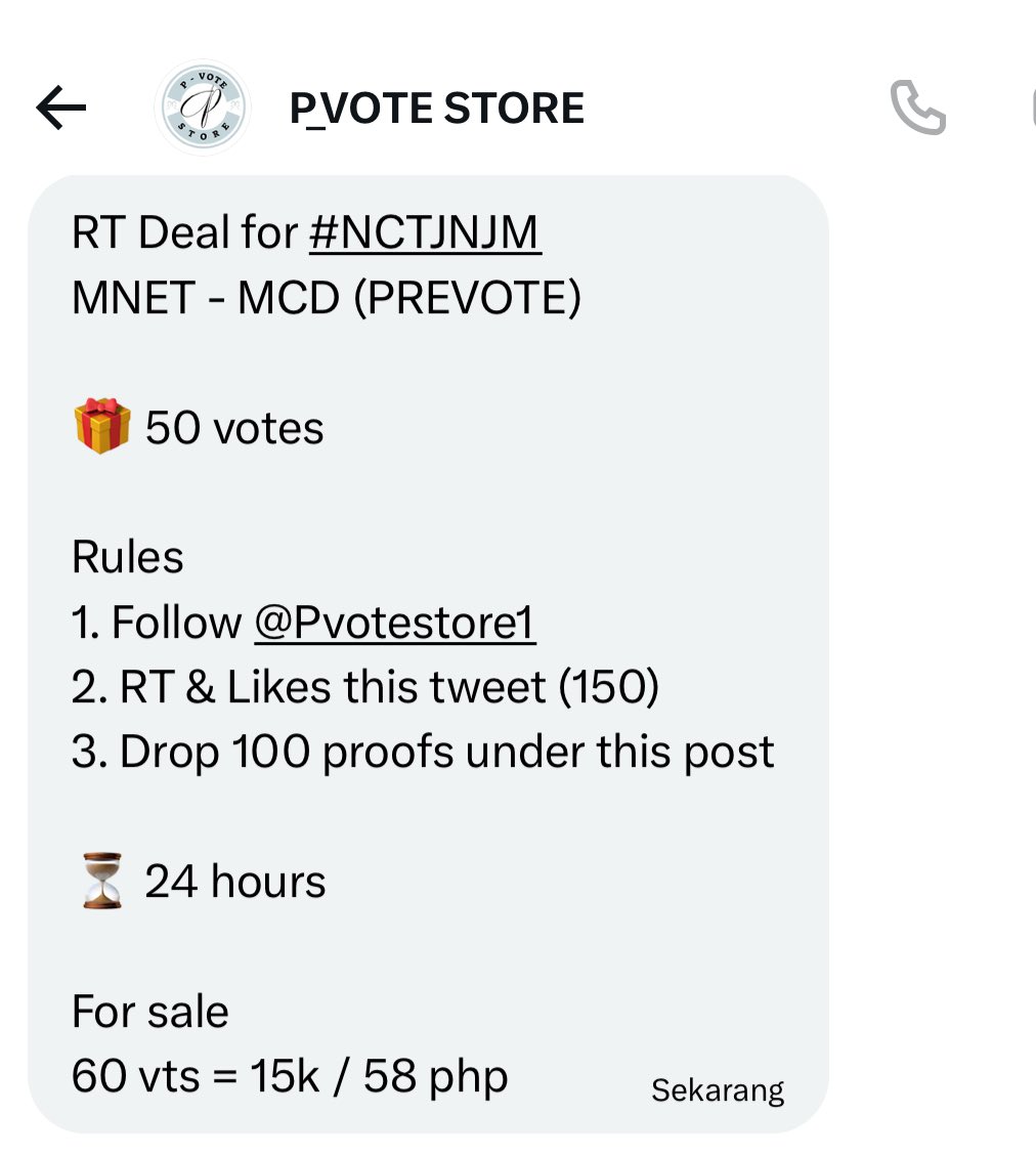 nayaka_nana's tweet photo. RT Deal for #NCTJNJM
MNET - MCD (PREVOTE)

🎁 50 votes

Rules
1. Follow @Pvotestore1 
2. RT &amp; Likes this tweet (150)
3. Drop 100 proofs under this post

⏳ 24 hours

For sale
60 vts = 15k / 58 php https://t.co/iJN5K3NgUF
