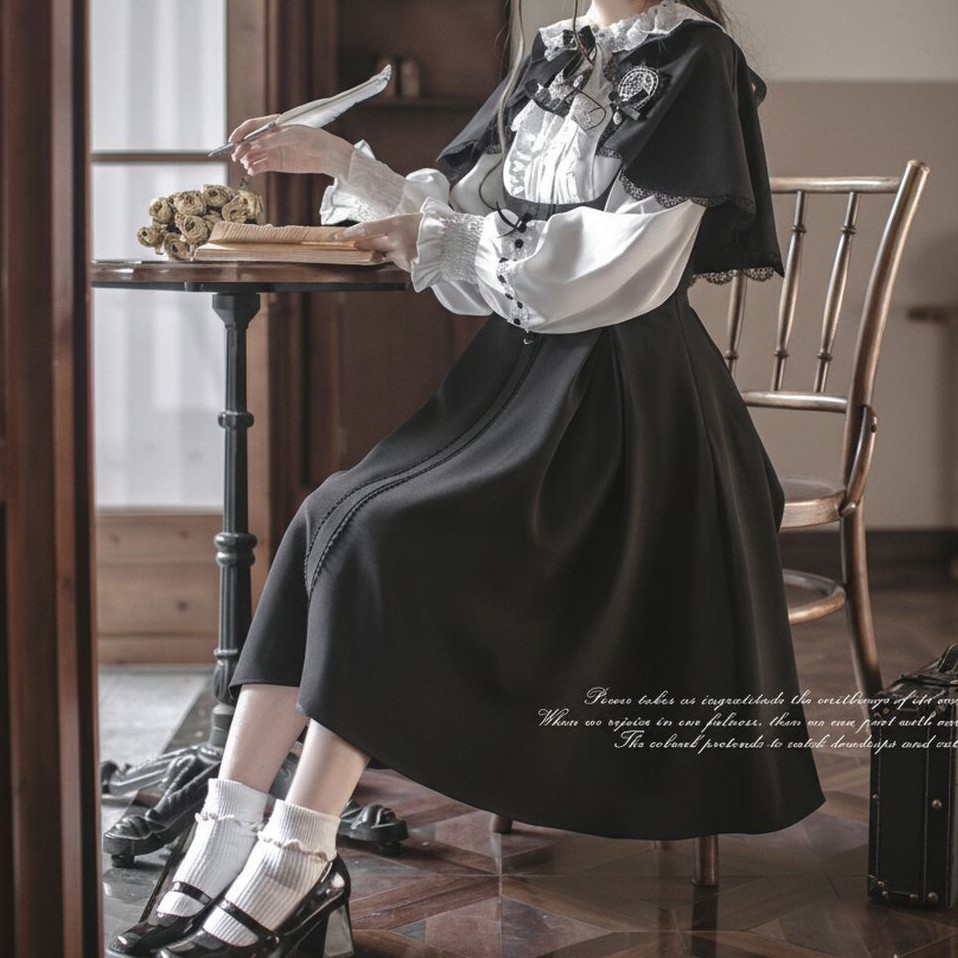 エレガントアカデミックケープワンピースセットアップ♥