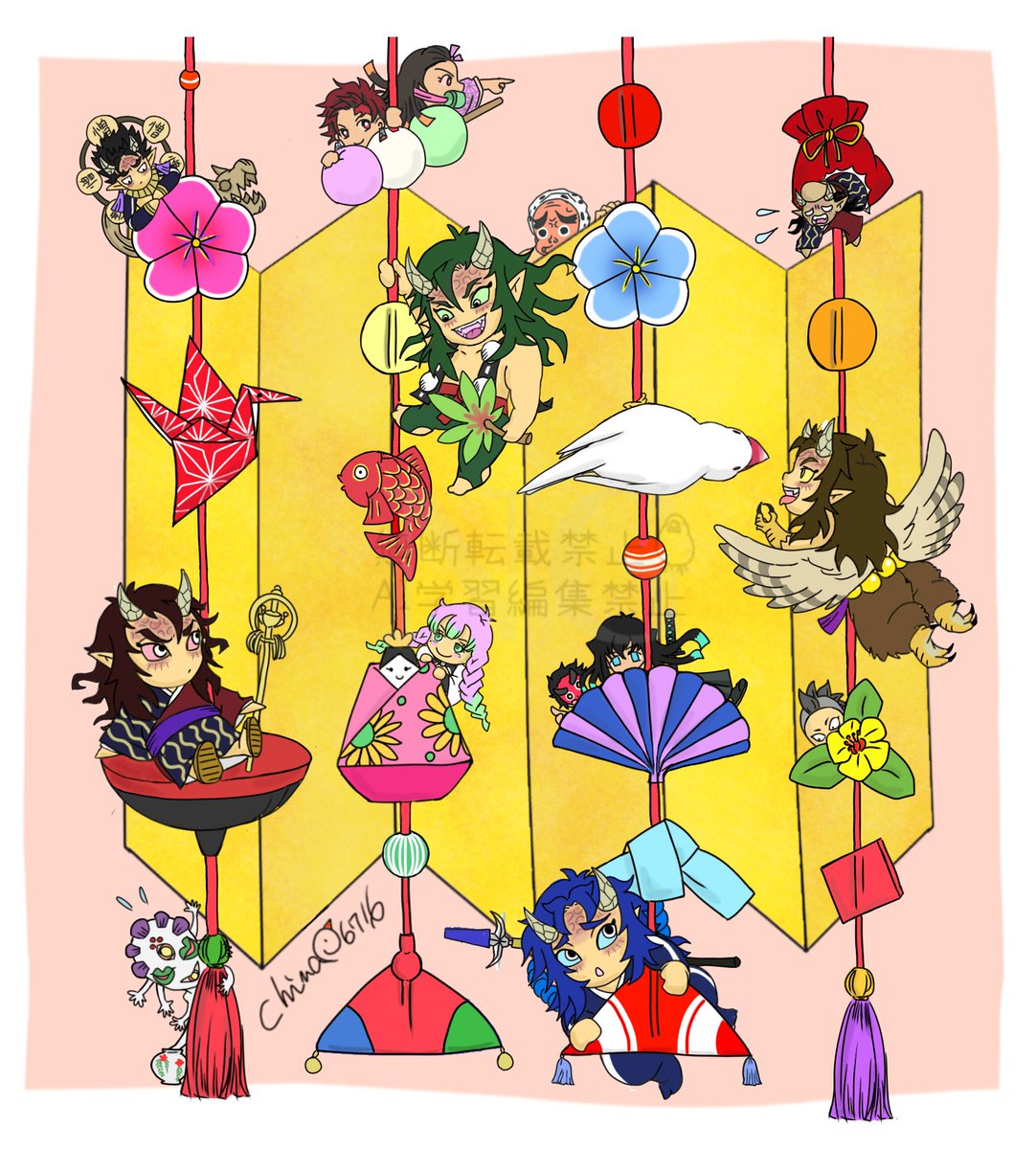 (再掲)+α
もうすぐ🎎去年描いた吊るし雛に里のメンバーも何人か入ってもらいました😊💕またアニメも始まるし、舞台もあるし楽しみが一杯ですね✨️