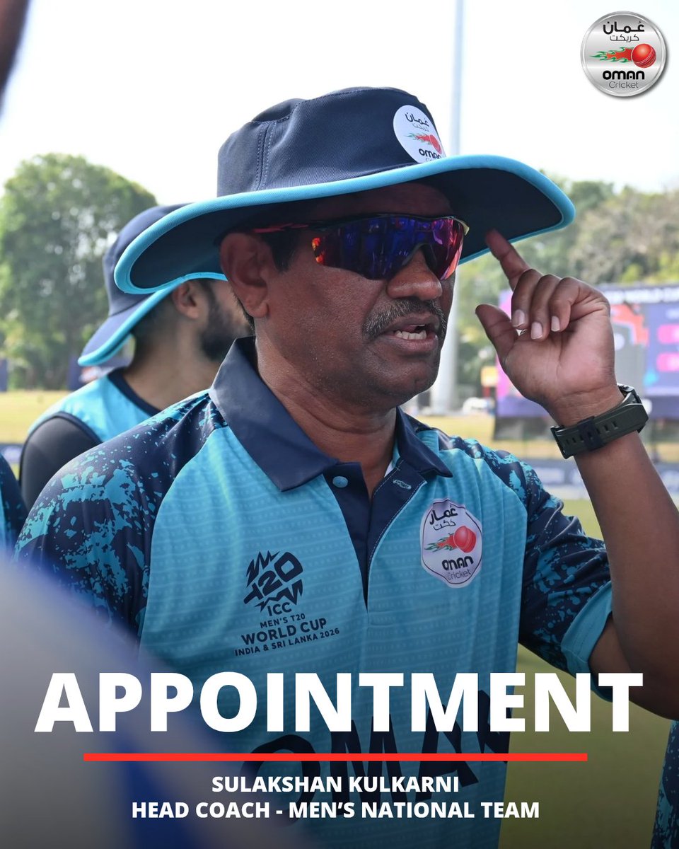 TheOmanCricket's tweet photo. We are delighted to announce the appointment of Sulakshan Kulkarni as Head Coach of the Oman Men’s National Team.
Bringing vast experience and a winning mindset, he is set to lead the #TeamOman 🇴🇲 into an exciting new era. 💪
Duleep Mendis transitions to Chief Development Officer at Oman Cricket after 14 remarkable years at the helm leaving behind a stellar legacy of historic milestones and taking Oman cricket to unprecedented heights. His impact on the national team and the game’s growth in the country is truly immeasurable.
#OmanCricket #HeadCoach #Cricket #Explore