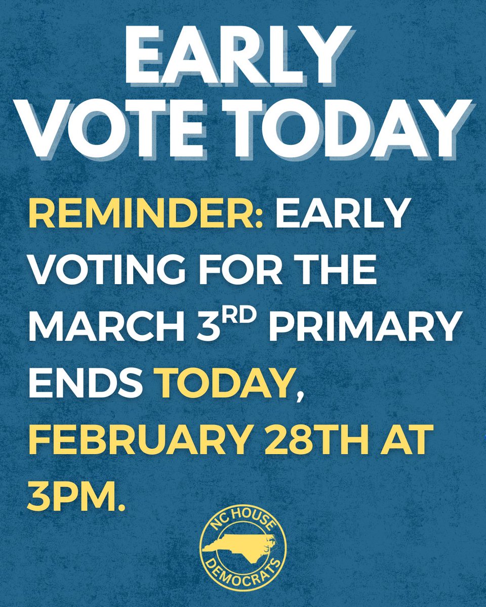 Today is your last chance to early vote in NC. Find your location here: vt.ncsbe.gov/evsite/