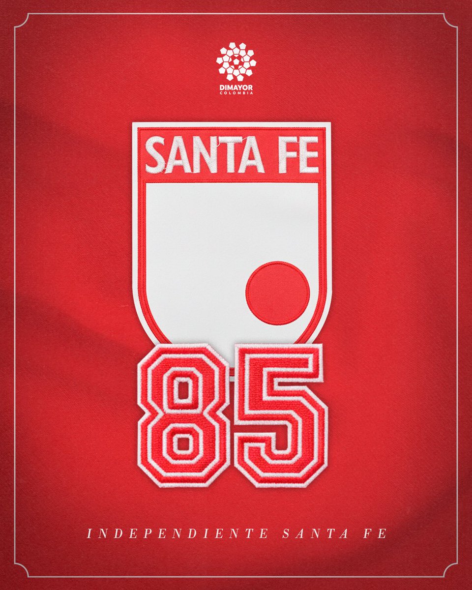 ¡Felices 85 años, <a href="/SantaFe/">Independiente Santa Fe</a>! 🦁

Historia, esfuerzo y amor por el fútbol. 🔴⚪

¡A seguir brillando y alcanzando nuevas metas! 🥳

👉dimayor.com.co/2026/02/28/cel…

#LaCasaDeTodos