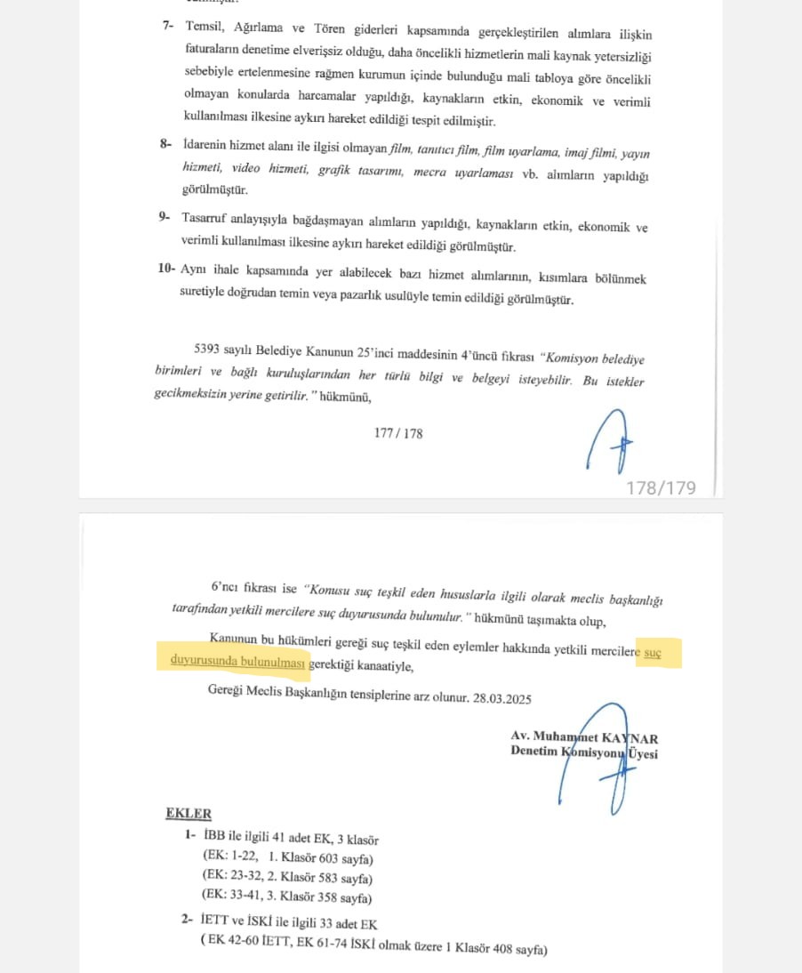 4000 sayfalık iddianameye, açıklanmasından yarım saat sonra boş diyenlere bir faydası olur mu bilemem ama İBB Meclis Denetim Komisyonuyla ilgili gerçek aşağıdaki şekildedir. 

İBB Meclisi Denetim Komisyonu; 
2020 yılında 53 adet, 
2021 yılında 56 adet, 
2022 yılında 73 adet,
2023
