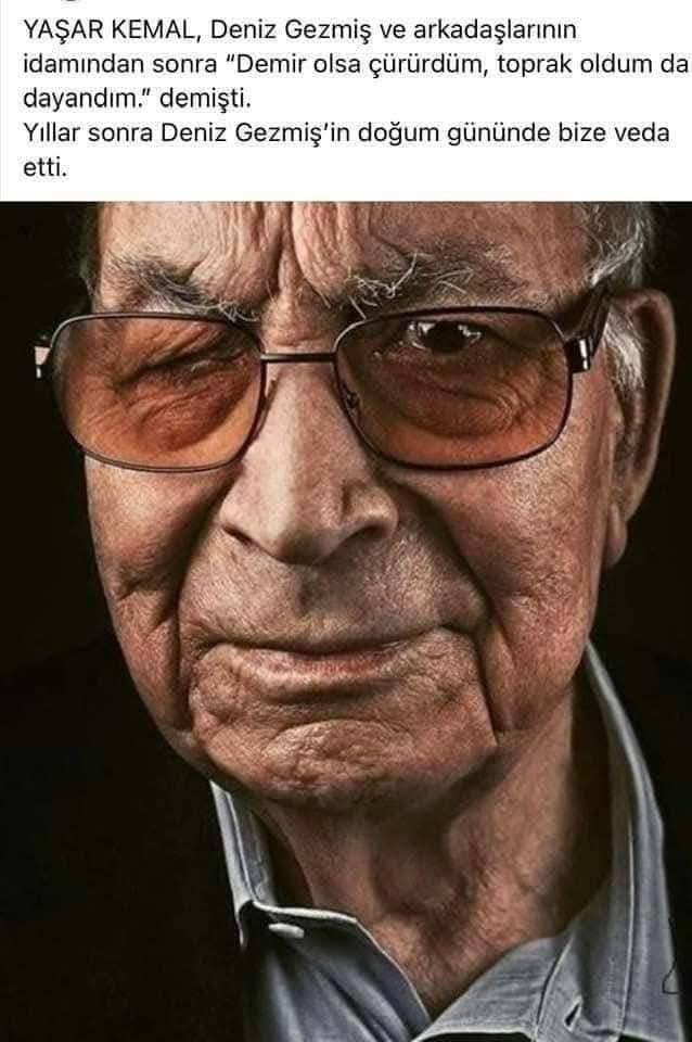 Bugün de İran’a saldıran şu savaş sevici zorba emperyalistler bir cümle olsun Yaşar Kemal okusaydı bu dünya bin çiçekli bir bahçeye dönerdi.
Dilinizde Yaşar Kemal cümlesi eksik olmasın.
…
“Her savaşta yalnız savaşanlar ölmez, onlardan daha çok savaşmayanlar ölür. Çocuklar,