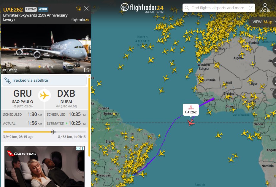 El A380 que opera el vuelo 262 de Emirates entre Sao Paulo y Dubai pegó ...