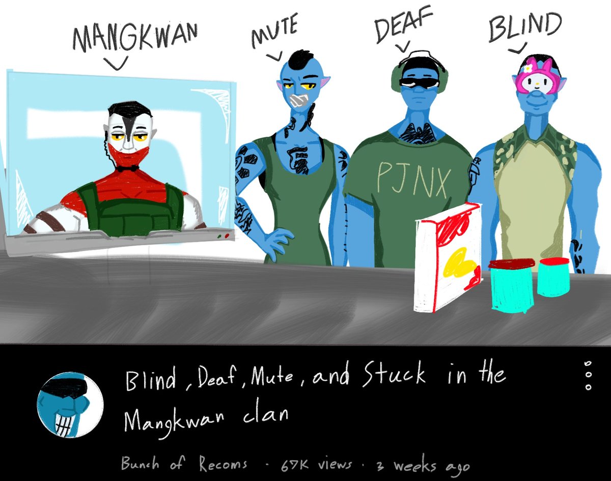 Tawmerr's tweet photo. Z-dogs and mansks tattoo is too hard to draw.
So don't blame my laziness
#AvatarTheWayOfWater #quaritch #mansk #zdog #lyle #avatar #artwork https://t.co/WDCLI7CFc3