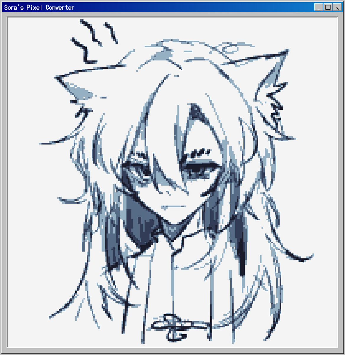 Yuri follozan but pixilated, it looks so cool 🧡💙