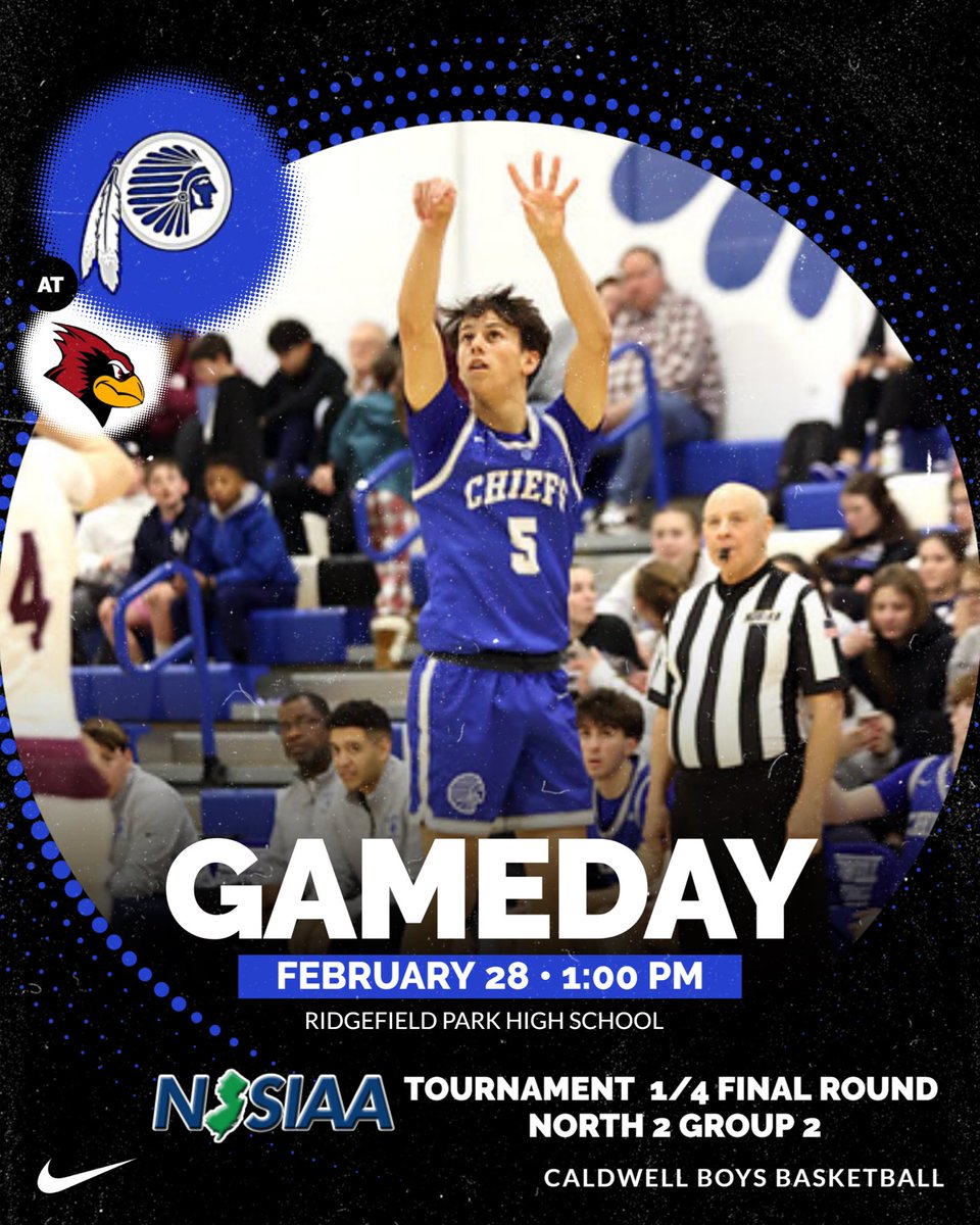 jchsboyshoops's tweet photo. 💥GAME DAY💥 

🏀 1/4 Round of the State Tournament
🏀Caldwell HS st Ridgefield Park HS
🗓️Saturday, February 28fh
📍AWAY
🕖1:00pm
💵Admission Fee⁣

🔹IT’s PLAYOFF TIME!!!
⛹🏻‍♂️LET’s GO CHIEFS!!

@Chattermeister @CWCJCHSCHIEFS @guy_kipp https://t.co/B3UYr1SE1a