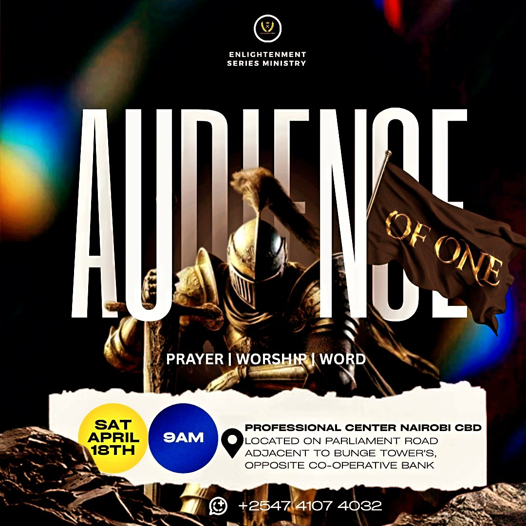 Enl_series's tweet photo. 1 Month. 18 Days. 👑🔥

We are gathering for one reason — an Audience of One.
No distractions. No performance. Just Prayer. Worship. The Word.

One encounter with the King can change everything.

Are you ready? 🔥

#AudienceOfOne
#EnlightenmentSeries
#SirJacobBright https://t.co/nJXbnUcMsE