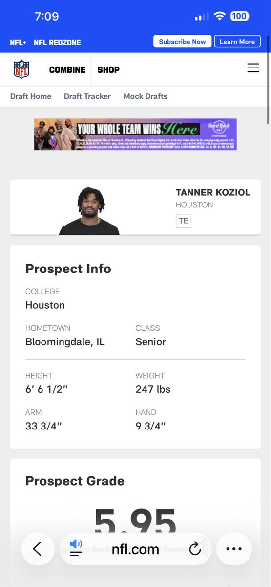 WKBarton's tweet photo. @NFLCombine what the actual F*CK??? Thought it was a joke until I just looked for myself. @UHCougarFB @CoachWEFritz yall need to get them to fix this. @tannerkoziol88 found the real you! https://t.co/TNA1iMmpbz