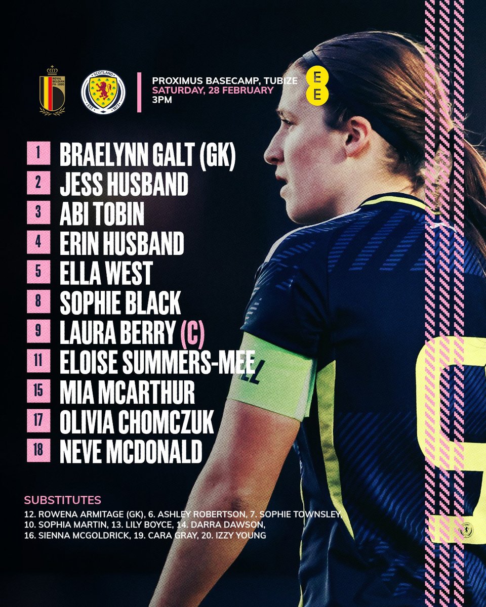 ScotlandNT's tweet photo. #SCOW19s | This is how our Women's Under-19s will line-up in Belgium today. 

📺 Watch live on the @RoyalBelgianFA's YouTube channel from 3pm. 

#YoungTeam https://t.co/O5QWIzwCvt