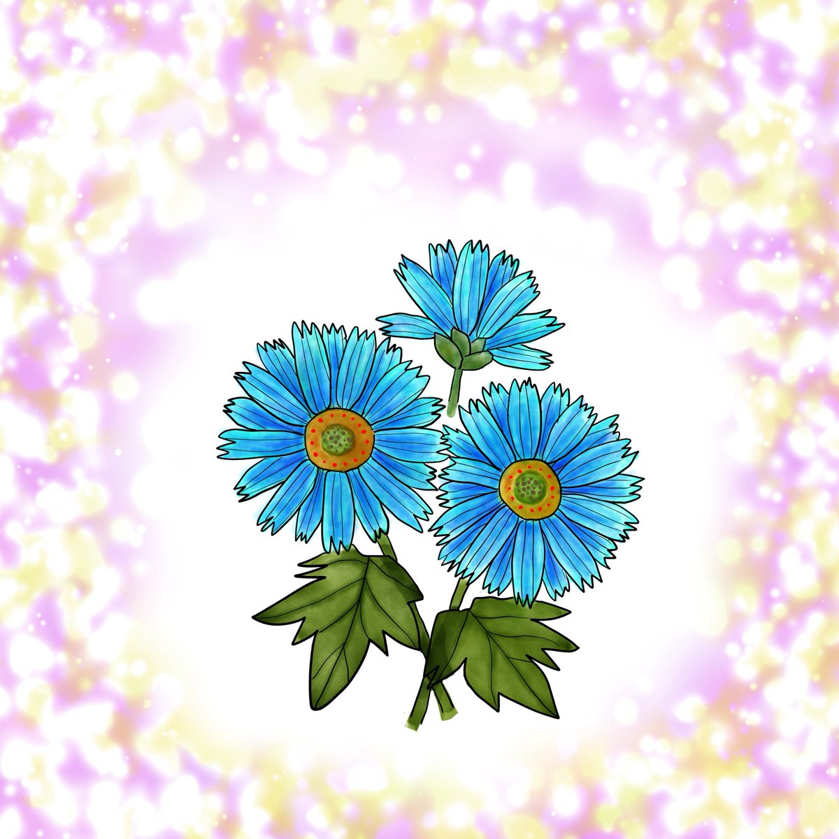 空想で描いた青い花。こんな色の花があったらいいな。