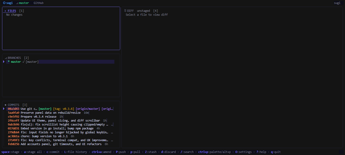 Just launched Sugi - a TUI git client that makes git easy to use Star ...