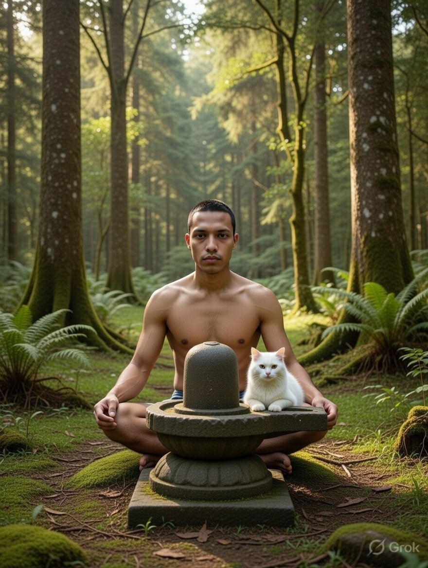 Sayan855477's tweet image. When I used to #meditate in a temple far away from the locality, a white #ladycat used to come everyday at the exact time and sit on the #Shivling Base and when I used to go into deep states of #meditation, she used to sit on my #lap all the time. I used to buy #icecream for her