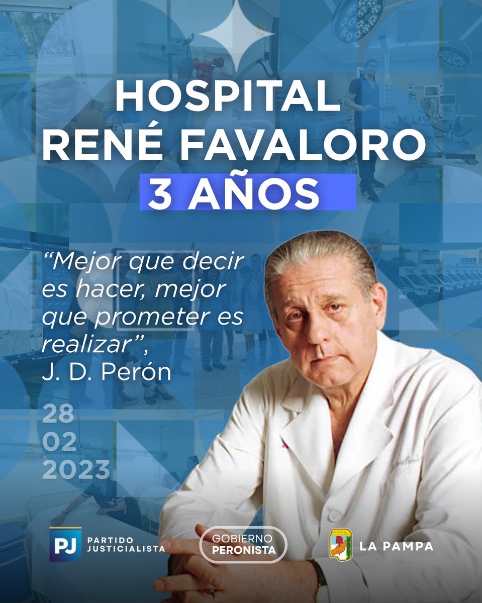 📅 28 de febrero de 2023 – 2026

Hace 3 años, se inauguró el Hospital de Complejidad Creciente “René Favaloro”.

Es la decisión de un gobierno peronista que entiende que la salud es prioridad y que debe estar al alcance de las y los pampeanos.
