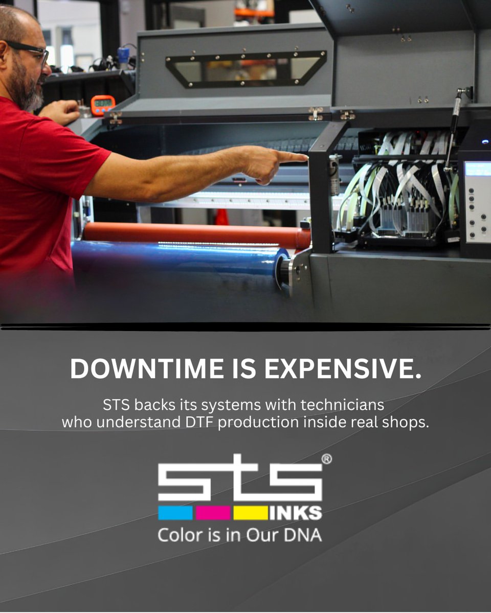 STSINKS's tweet photo. Anyone can sell you a printer.

Not everyone can diagnose a head strike
Calibrate white density
Troubleshoot curing inconsistencies
Optimize production settings

When production stops, margin stops.

STS technical support comes from people who understand real shop environments. https://t.co/I7Q7DsKz4e
