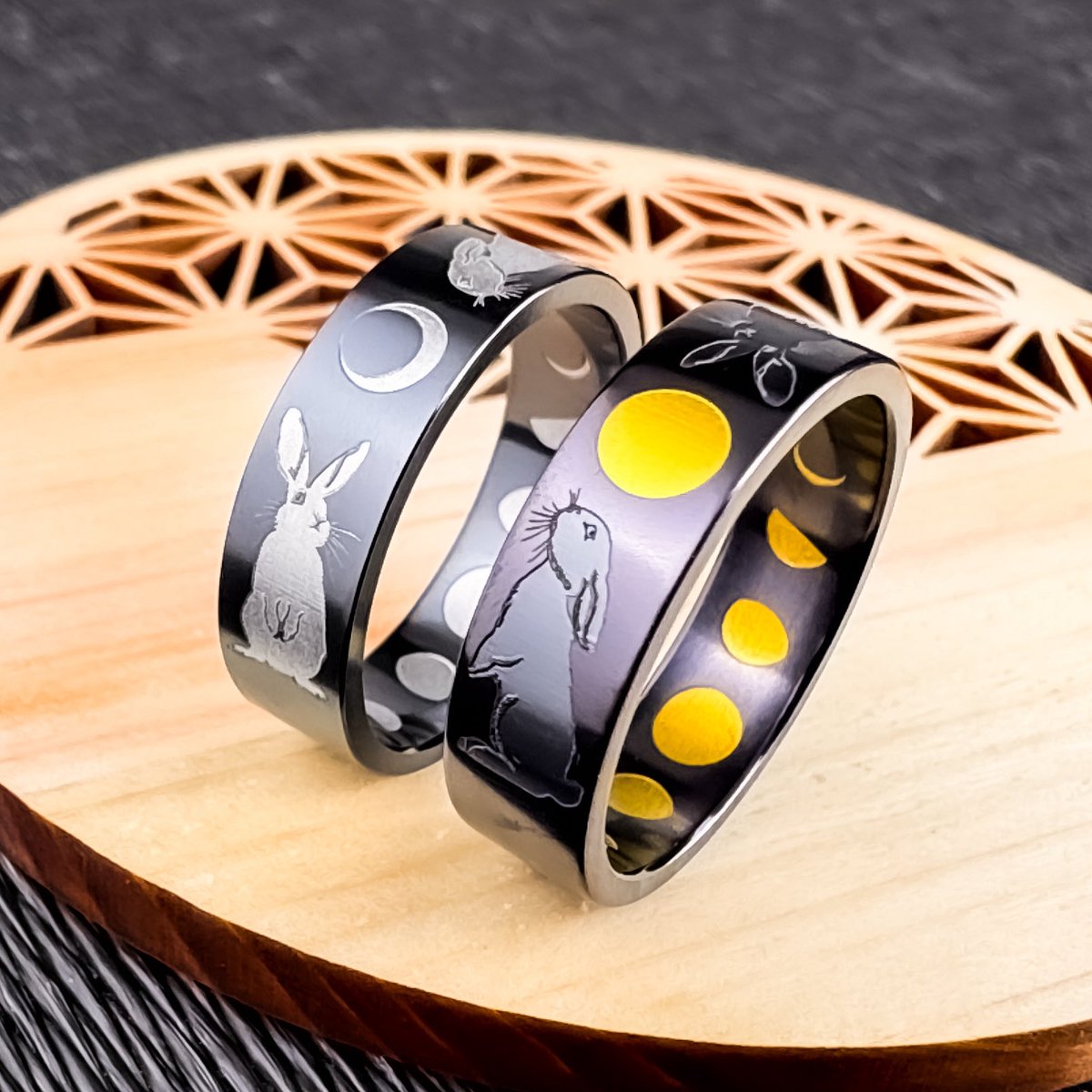 ブラックチタン製月に兎リング、シルバー製リング数種のセールは本日中