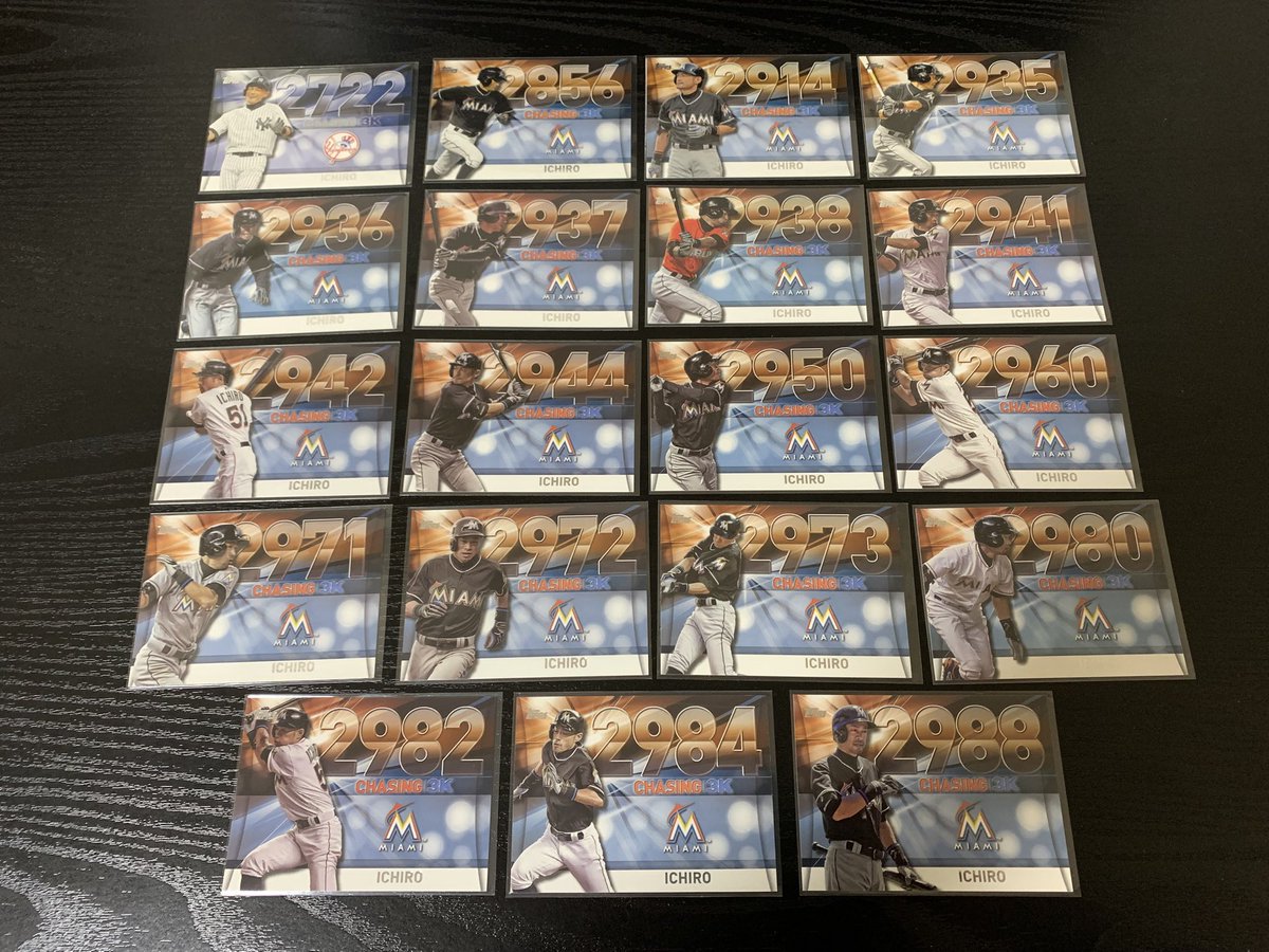 2016 Topps のインサート「Chasing 3000」。 全60枚のうち44枚入手