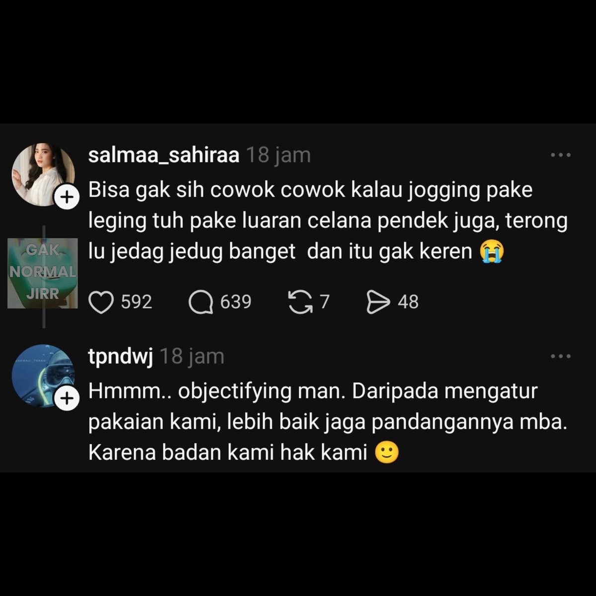 perempuan jaman sekarang kok ga bisa jaga pandangan sih, cabul banget otaknya yeet!