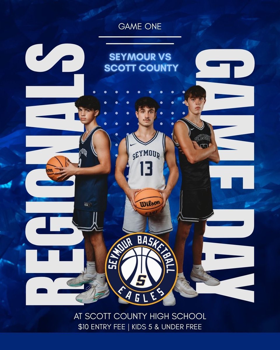 🏀 REGIONALS | GAME ONE 🏀

It’s Game 1 of Regionals tonight as we hit the road to face Scott County.

📍 Scott County High School
🕖 7:00 PM
🎟 $10 admission | 5 &amp; under FREE

Go Eagles! 💙💛
