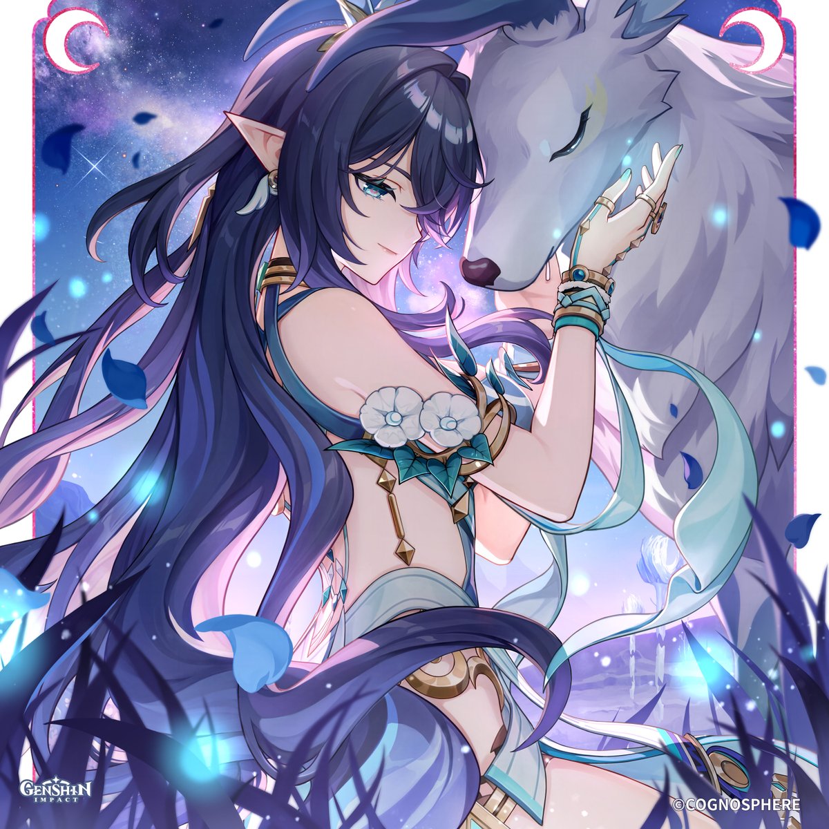 genshinimpactes's tweet photo. #GenshinImpact #HBD #Lauma
¡Feliz cumpleaños, Lauma!

Me gusta sentarme en algún lugar yo sola por la noche para sentir cómo crecen las plantas y escuchar los murmullos de los animales.
Así, cierra los ojos suavemente y controla la respiración...
Ahora, intenta escuchar el suave susurro de la brisa entre las ramas de los árboles y percibir el aroma de las plantas en el aire. Deja que tu respiración resuene junto a la noche...
¿Que sigues sin entender lo que dice el ciervo astaglacial? Bueno, ahora te lo traduzco.