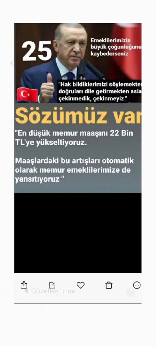 #EmekliMemur _YASAL VE HELAL hakkı olan ve Sayın Cumhurbaşkanının söz vermesine rağmen 375/40 KHK ile 34 aydır gasp edilen seyyanen zam sözünün acilen yerine getirilmesini bekliyor. #MemurEmeklisineAdalet  <a href="/iletisim/">T.C. İletişim Başkanlığı</a> <a href="/Akparti/">AK Parti</a> <a href="/MHP_Bilgi/">MHP</a> <a href="/herkesicinCHP/">CHP 🇹🇷</a> @iyi_parti2025 <a href="/zaferpartisi/">Zafer Partisi</a>