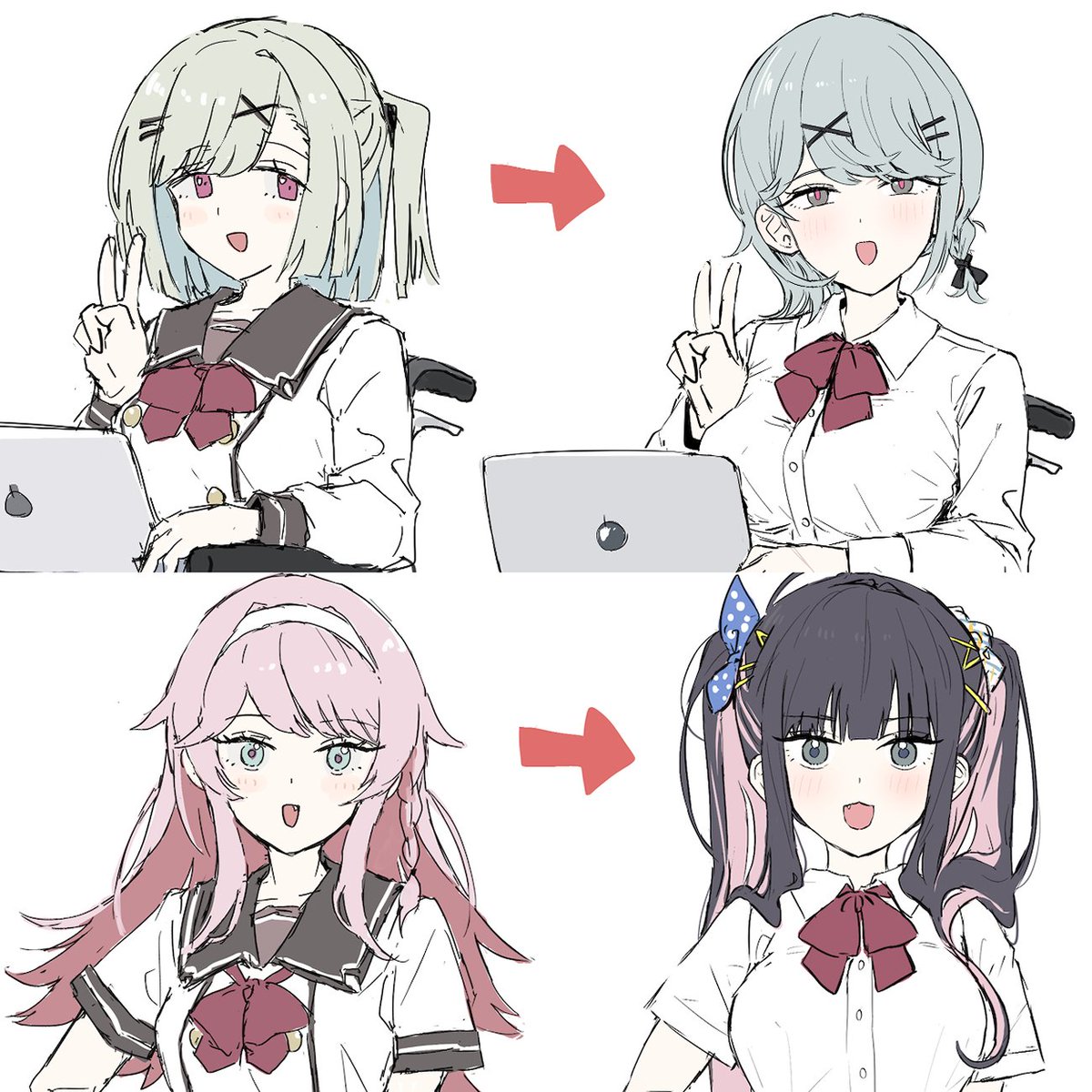 だいぶ昔にデザインしたオリキャラちゃんを、同じキャラクター性でもう一度デザインしてみたら、だいぶ別人になったりした 