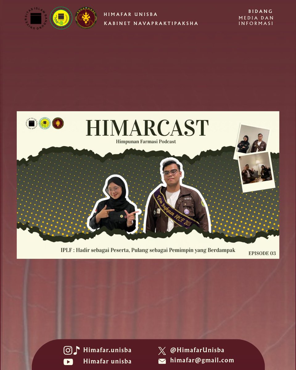Assalamu’alaikum warahmatullahi wabarakatuh
Halo akang &amp; teteh! 👋🏻
Gimana kabarnya nih?

Kami dari Bidang Medinfo HIMAFAR mau ngasih info nih
Podcast HIMAFAR kali ini hadir bareng *DELEGASI IPLF* 
Penasaran gimana ceritanya? 👀

🔗 Link Podcast: 
youtu.be/-BQArbdBOSg?si…