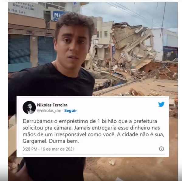 TheodorCarvalho's tweet photo. Existe um ditado que diz: “O diabo é pai da mentira”. Se o diabo é o pai, Nikolas Ferreira é o filho...

Mentiroso e mau-caráter? Nikolas votou contra e comemorou a perda de R$ 1 bilhão para Minas Gerais prevenir desastres causados pelas chuvas. Agora o desprezível, sem caráter arrecadou 2 milhões para os afetados pela chuva numa vaquinha on-line. Que nem dinheiro dele é, é "dinheiro do povo" e ele está fazendo propaganda disso. Esse tipo de gente mau-caráter, hipócrita e sem moral; é o lixo que a politica brasileira produziu ultimamente