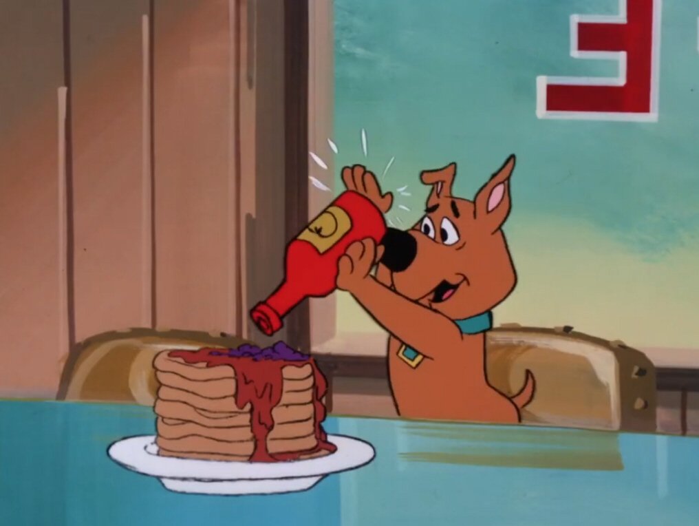 WendyLovesJesus's tweet image. Oh, boy, oh, boy, oh, boy—I hope everyone is hungry for breakfast, because it's #NationalPancakeDay! 🥞🥞🥞

Looks like #ScoobyDoo, Shaggy and Scrappy have already ordered their delicious golden stacks. Hey, Scoob, please pass Scrappy the ketchup, wouldja?

Wait, KETCHUP??? 🤢🤮