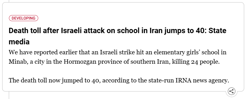 maddenifico's tweet photo. Iran is the second war of aggression Benjamin Netanyahu has convinced an American president to carry out. The first was Iraq.

America's pedophile president has given the okay for Israeli PM Bibi Netanyahu to bomb a school for girls. As of 8:30 AM ET, the death toll is at 40. https://t.co/APZBIbzQ9C