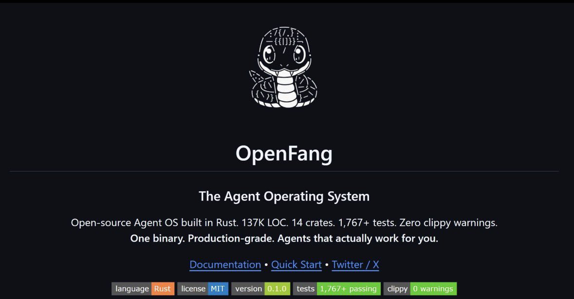 The era of chatbot frameworks is over.

OpenFang just open-sourced a full Agent Operating System, built entirely in Rust.

Traditional agent frameworks wait for your input. OpenFang runs autonomous agents—“Hands”—that work for you on schedules, 24/7.

I spent the morning reading