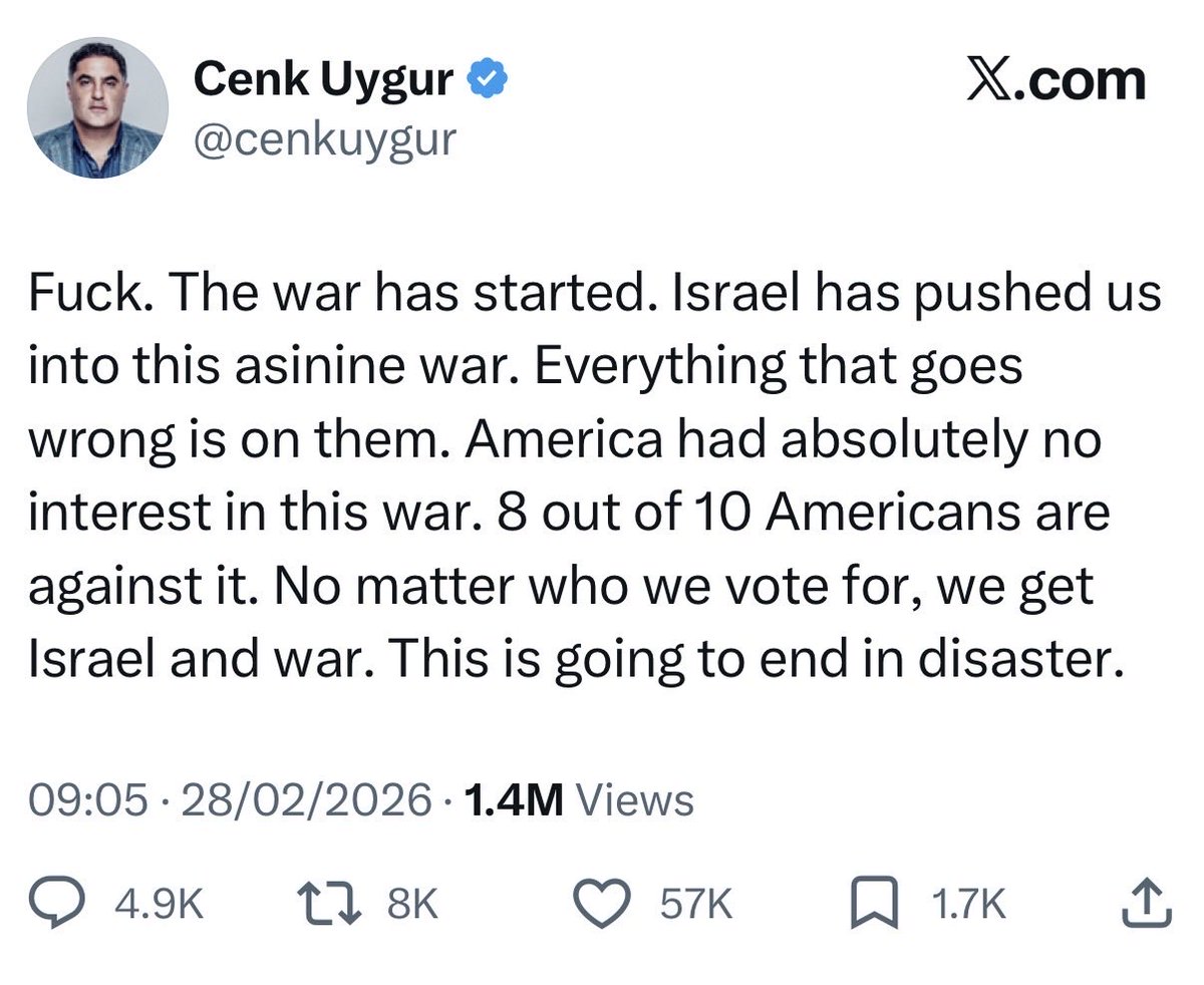 Thoughts and prayers for Cenk Uygur and Ana Kasparian who will be having hysterical rage fits throughout the next few days over the fact 90 million Iranians are on the verge of liberation. 

Must be hard to watch your idol Khamenei fall, right Cenk?