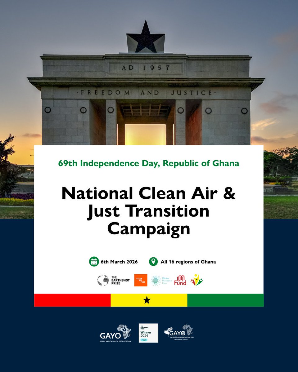 gayoghana's tweet photo. We march for #cleanair on 8th March across Ghana.
Cut methane, stop open burning, formalize waste workers &amp; build a zero-waste Ghana. Breathe clean. 
#GHforCleanAir #JustTransition #GHat69 https://t.co/XC7TVTHqQA