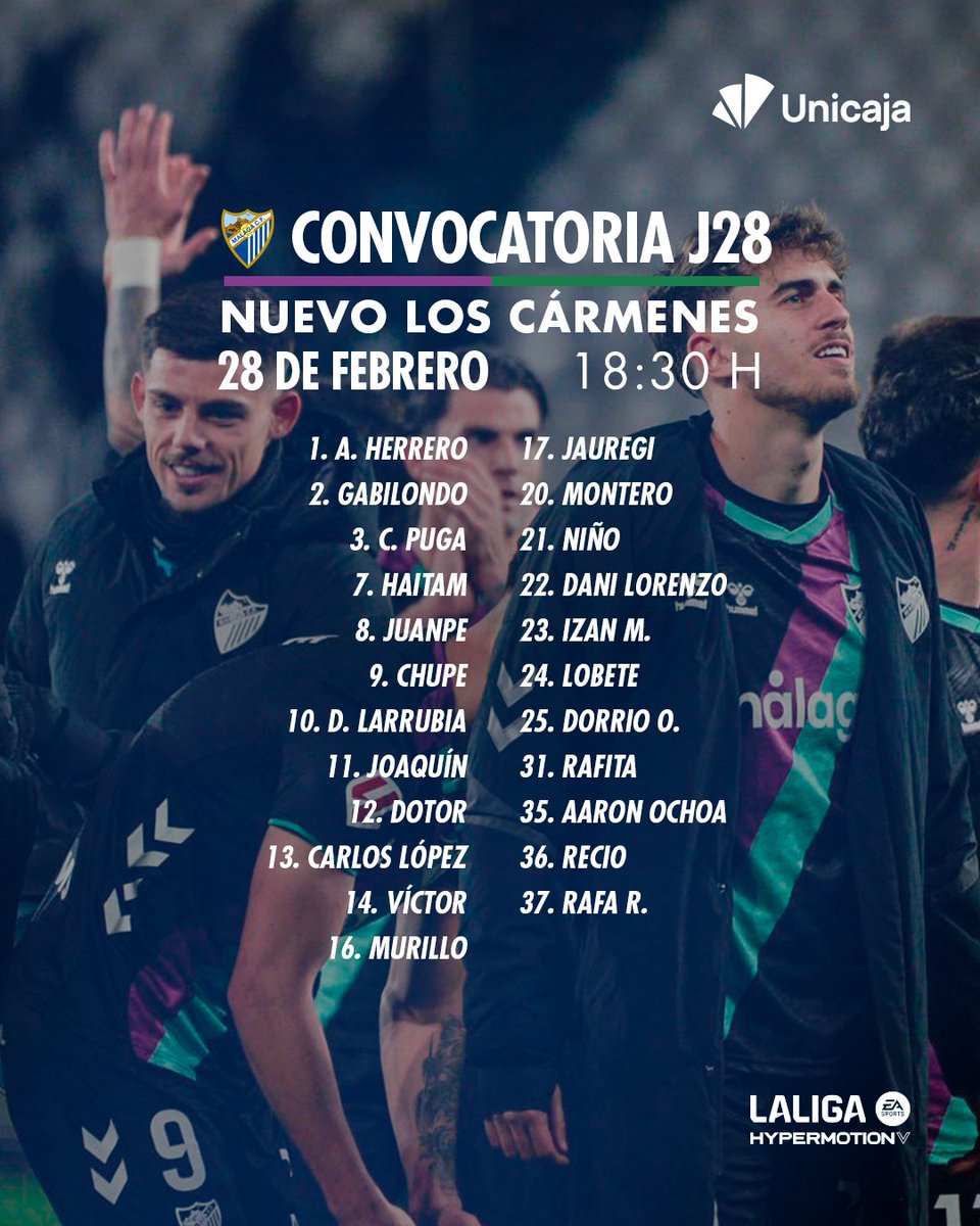 𝐂𝐎𝐍𝐕𝐎𝐂𝐀𝐓𝐎𝐑𝐈𝐀 || ✍️ Un solo cambio en la convocatoria del Málaga.

🔗 malagacf.com/noticias/un-so…

#GranadaMálaga