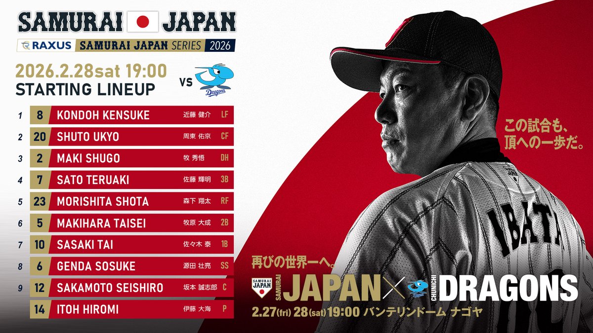 ラグザス侍ジャパンシリーズ2026 名古屋 72123-339-