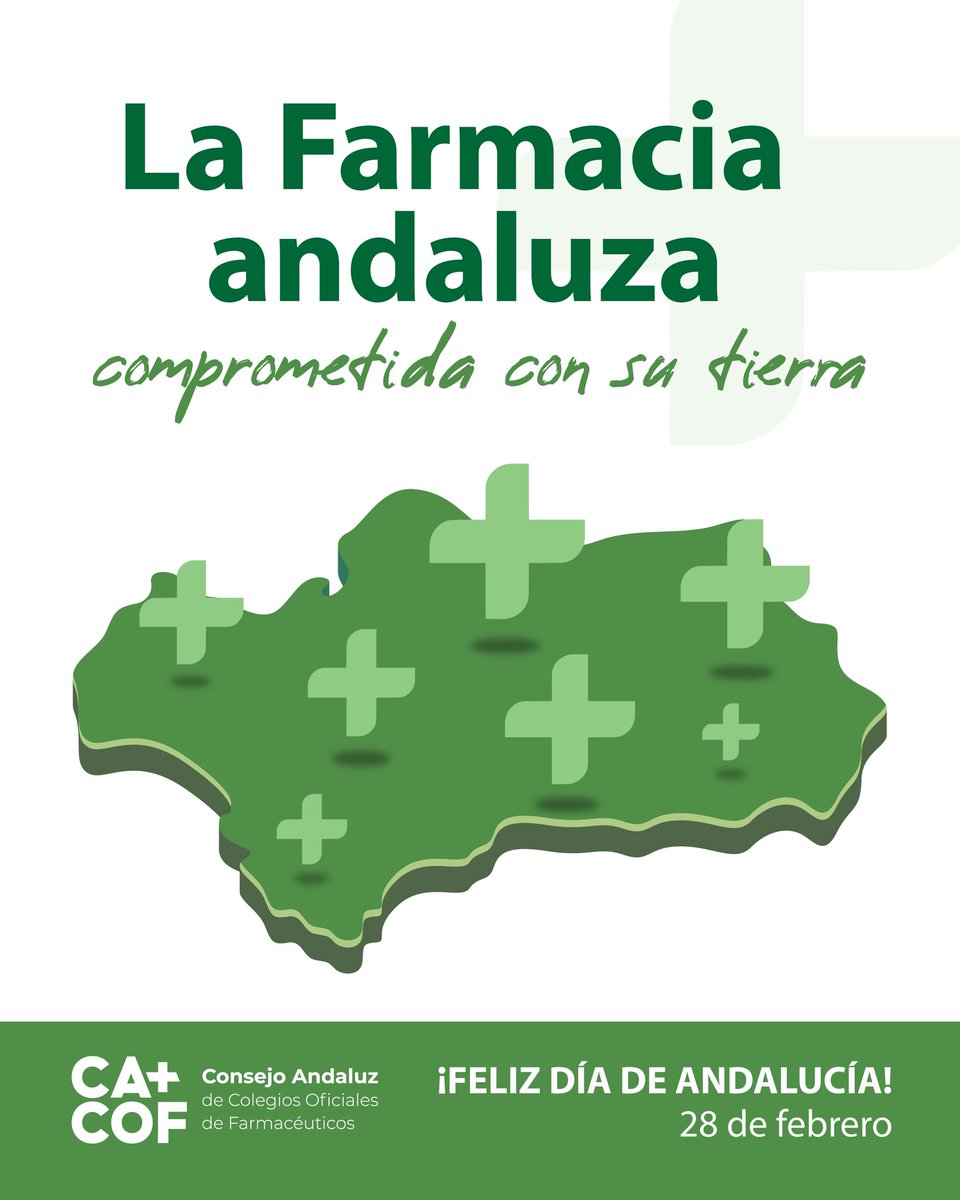 CACOF_'s tweet photo. 🟩⬜🟩 Felicidades a nuestra tierra y, de forma especial, a todas aquellas personas que, con su labor 
diaria, conforman la Farmacia andaluza.

Feliz Día de Andalucía. https://t.co/3jbtExtWWD