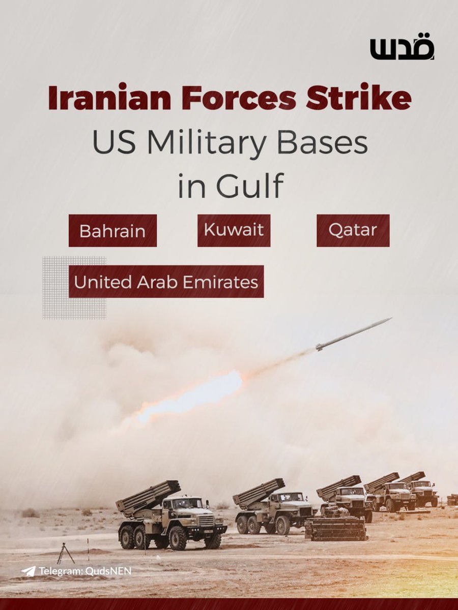 Iranian forces targeted US military bases in the Gulf region. The United Arab Emirates, Bahrain, Qatar, and Kuwait experienced large explosions and the activation of air raid sirens. Meanwhile, internal authorities in these countries urged their citizens to stay at home and only