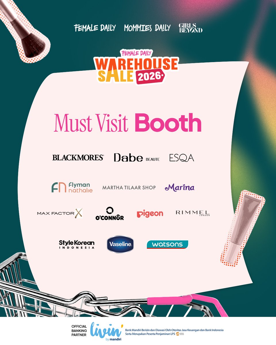 femaledaily's tweet photo. Day 2 #FDWarehouseSale2026 makin berlimpah promo! 🛒💥

Menurut Mindy sih jangan sampai nyesel! Yuk langsung aja mampir ke Exhibition Hall, Grand Indonesia, West Mall Level 5 dan dapatkan special promonya yaa 🤩

Untuk info lebih lanjut, silahkan check IG @femaledailynetwork 🥳 https://t.co/1NZvLFy5z6