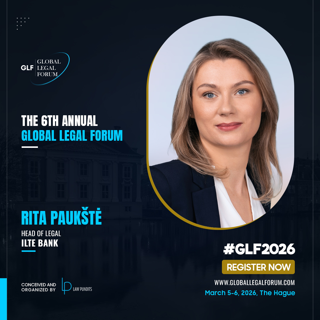 𝗠𝗲𝗲𝘁 Rita Paukštė — Head of Legal at ILTE, Lithuania’s national development bank. She leads legal &amp; governance frameworks, bringing deep expertise in competition law and transformation.

March 5–6 | The Hague
Register: globallegalforum.com/tickets

#GLF2026 #CompetitionLaw