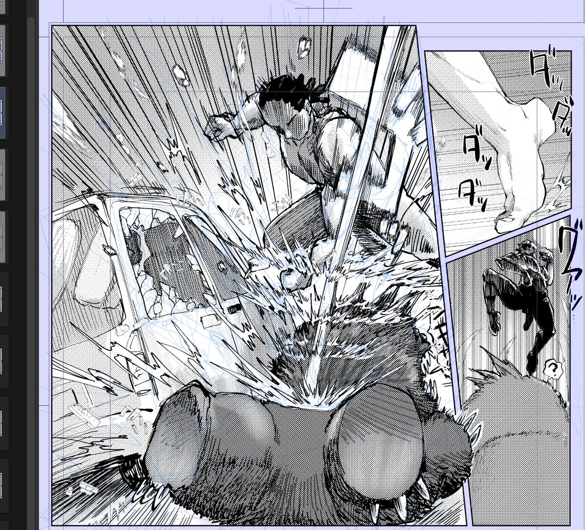 導入長いのはいつものことながら変なシーンに凝って脱衣シーンまで辿り着けそうになく、いったい自分は何を描いているんだろう……ホントにエロ漫画を描く気はあるのか……?と一瞬反省しかけながら、しかしムダに陰茎が露出してるのとかはやっぱエロ漫画かな……と考え直した 