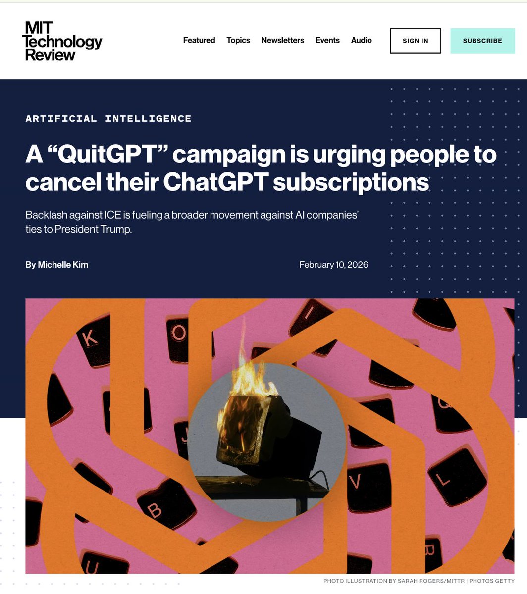 People are cancelling their OpenAI &amp; ChatGPT accounts en masse. This is good. Keep the movement growing. QuitGPT.

Also, we must grasp why integrating ANY AI system into the military is a very dangerous thing to do.

Stop ALL AI companies who are merging with the military.