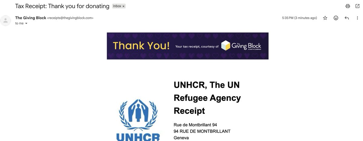 peaceonpf's tweet photo. Just did our first donation to @refugees through https://t.co/7m4dgdY5o8

Txn:
https://t.co/U9WO4GltQ1 

We do it for $PEACE https://t.co/0PoCashCQV