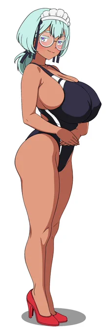 ・e・ 褐色でか乳メイド好きすき。 (コレは競泳水着だけど