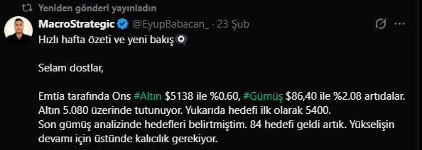 EyupBabacan_'s tweet photo. Hafta başında Ons #Altın ın hedefini 5400 olarak belirtmiştim.

Şu an piyasalar kapalı fakat XAUT/USDT paritesi 7/24 işlemde olduğu için fiyat hızla yükseldi ve 5400ü geçti. 
İran savaşı başladığı için burada pozisyon kapatmayacağım. İzleyip görelim. Umarım diplomatik bir şekilde çözülür. #GOLD #XAUUSD