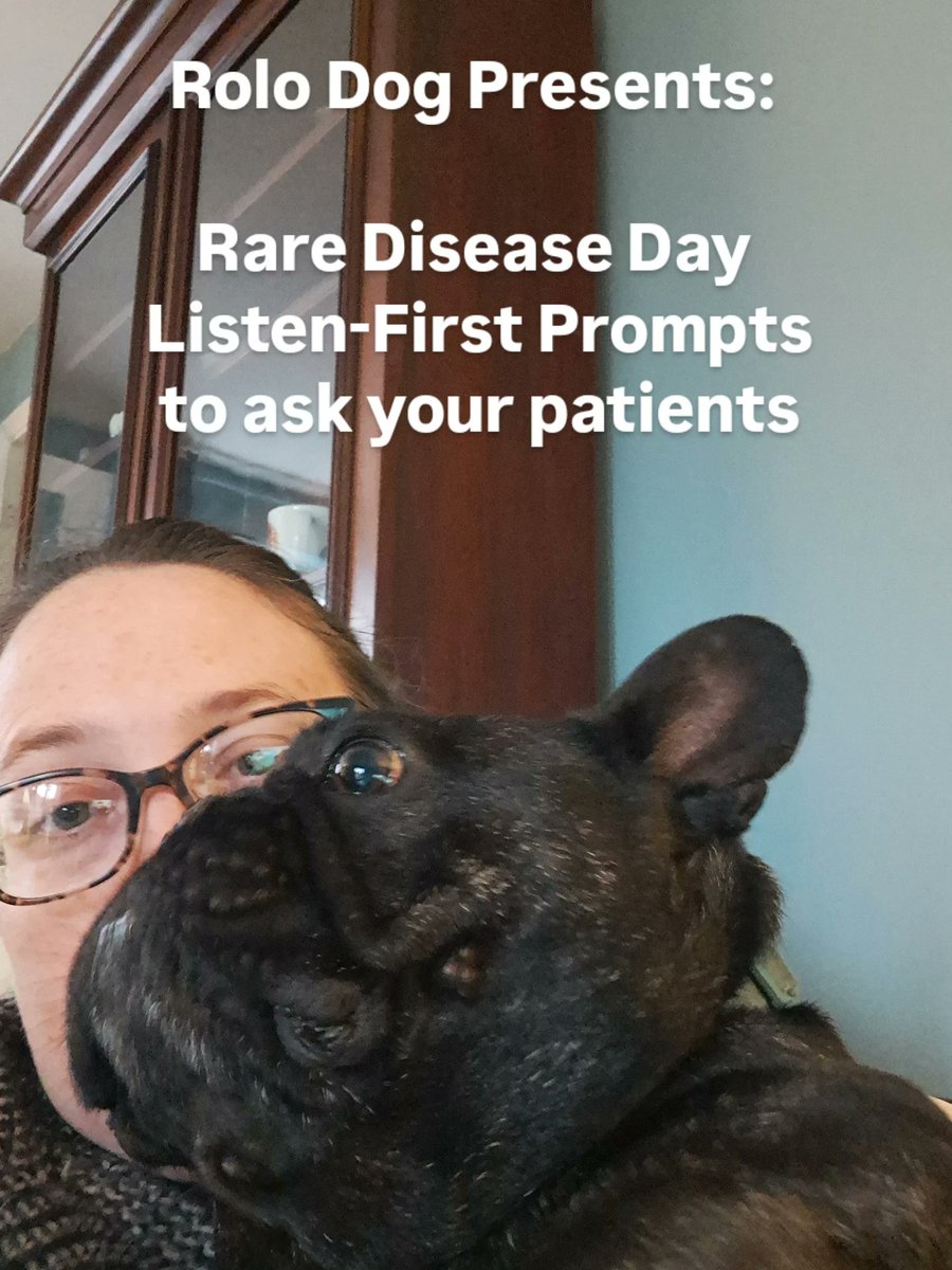 dralexispaton's tweet photo. It's #RareDiseaseDay, which is a great opportunity for #healthcare professionals to think about how to best support their patients. To help raise awareness, #RoloDog is here to give you a quick guide Listen-First Prompts. https://t.co/U2kpVfsA5y