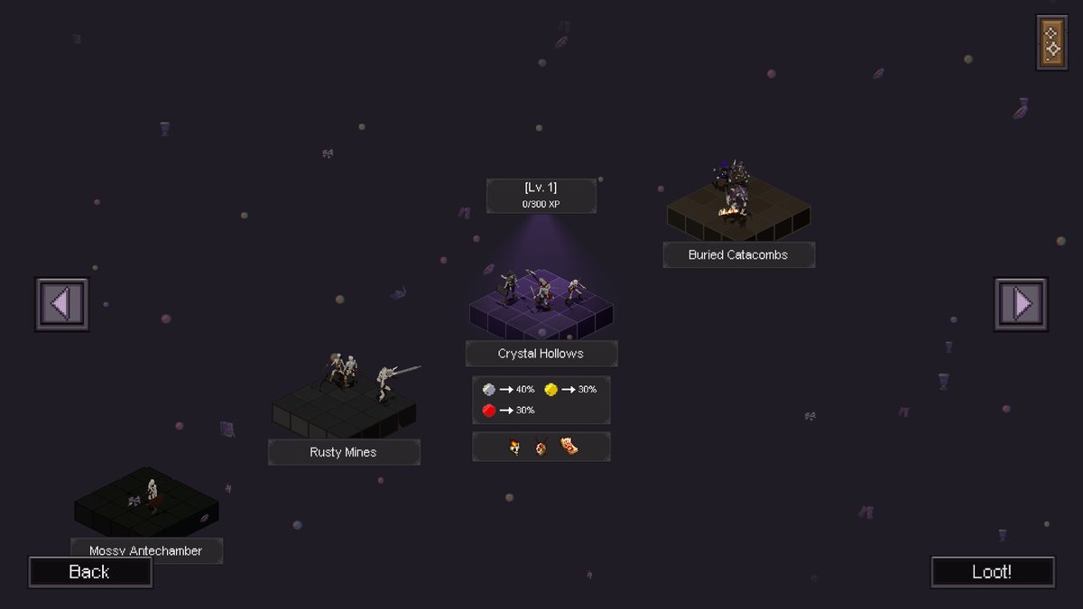 rogueducknet's tweet photo. Synergize your heroes to crush skeletons in this incremental crawler. ⚔️✨

Build your party, loot the catacombs, &amp; conquer the hoard in Bones and Coins!💀💰
#screenshotsaturday #indiedev #indiegames https://t.co/0KP2J0aTtd