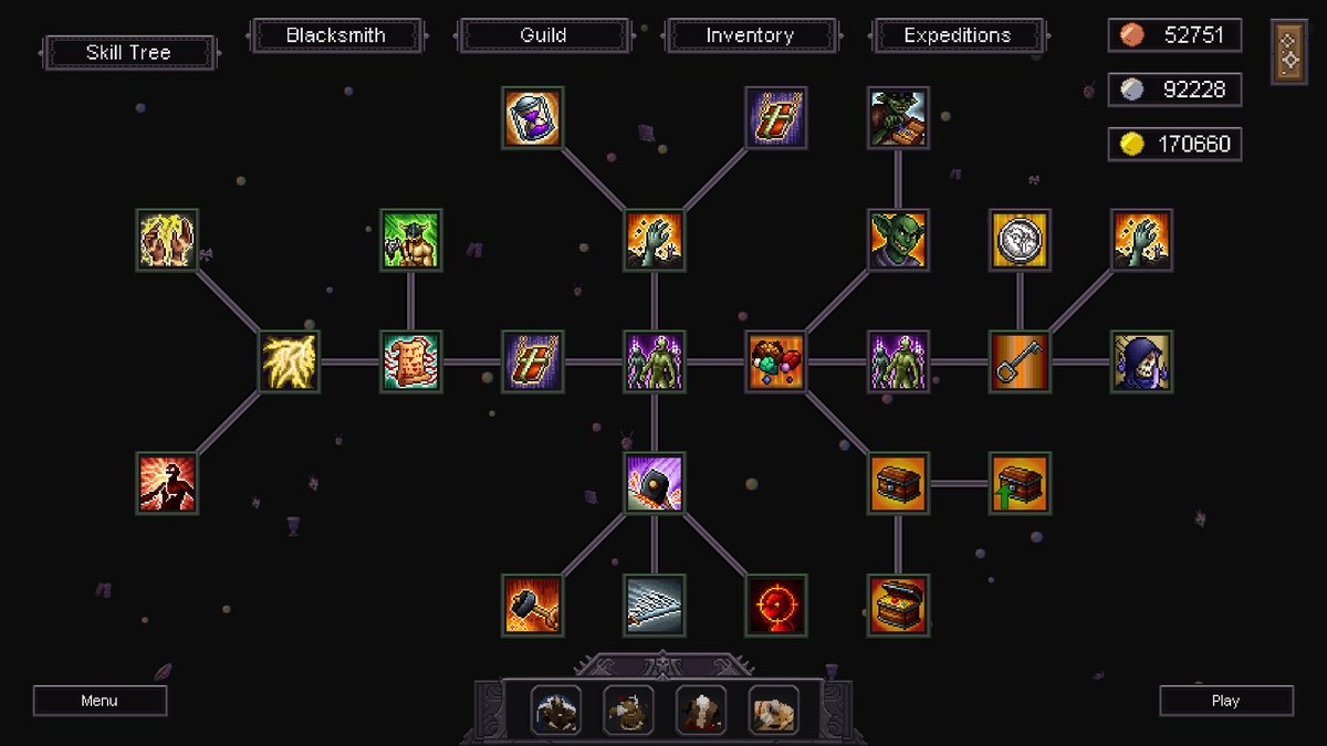 rogueducknet's tweet photo. Synergize your heroes to crush skeletons in this incremental crawler. ⚔️✨

Build your party, loot the catacombs, &amp; conquer the hoard in Bones and Coins!💀💰
#screenshotsaturday #indiedev #indiegames https://t.co/0KP2J0aTtd