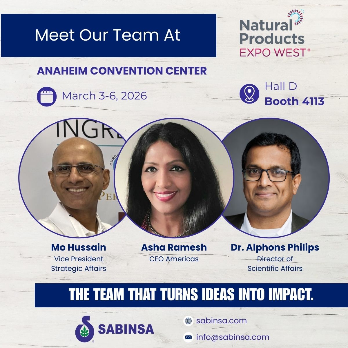 sabinsa's tweet image. We’re excited to share that Sabinsa will be exhibiting at the Natural Products Expo West — come visit us!

Booth: 4113 (Hall D)
Dates: March 3-6, 2026
Venue: Anaheim Convention Center in Anaheim, CA.
Click here to register: shorturl.at/oR7oh